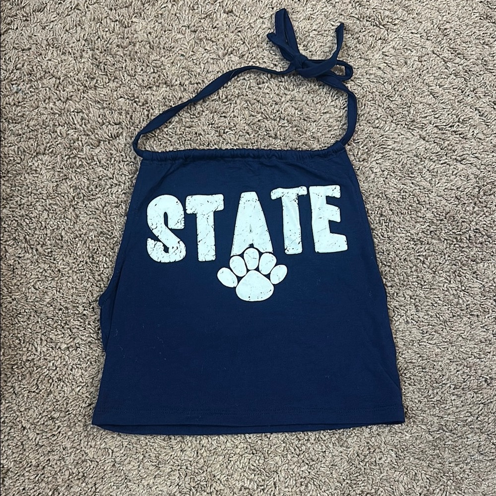 Navy Blue Halter Top with State Print